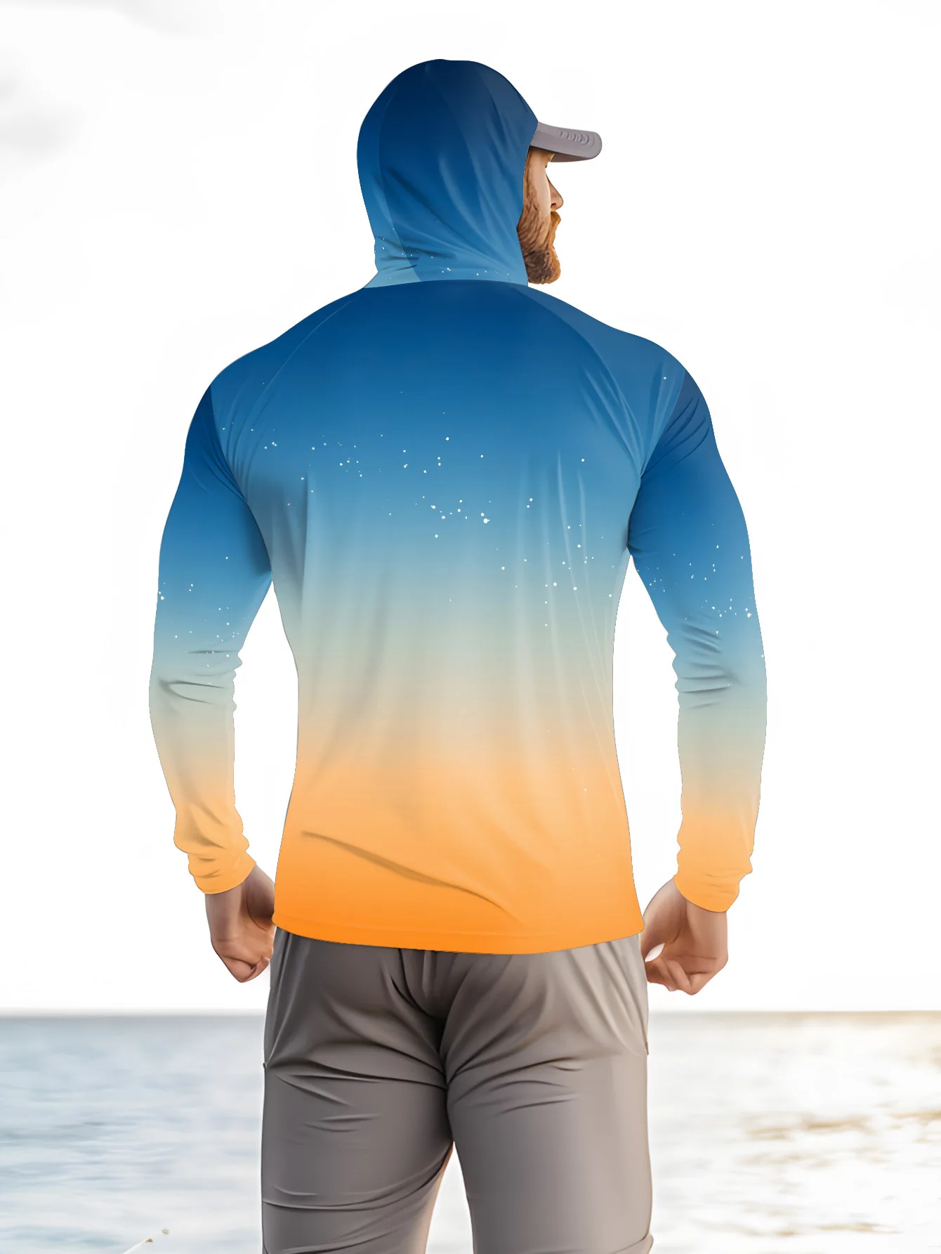 Mens Fishing Shirt Hooded UPF  - Fishing Mask Sun Protection ulasan dan harga